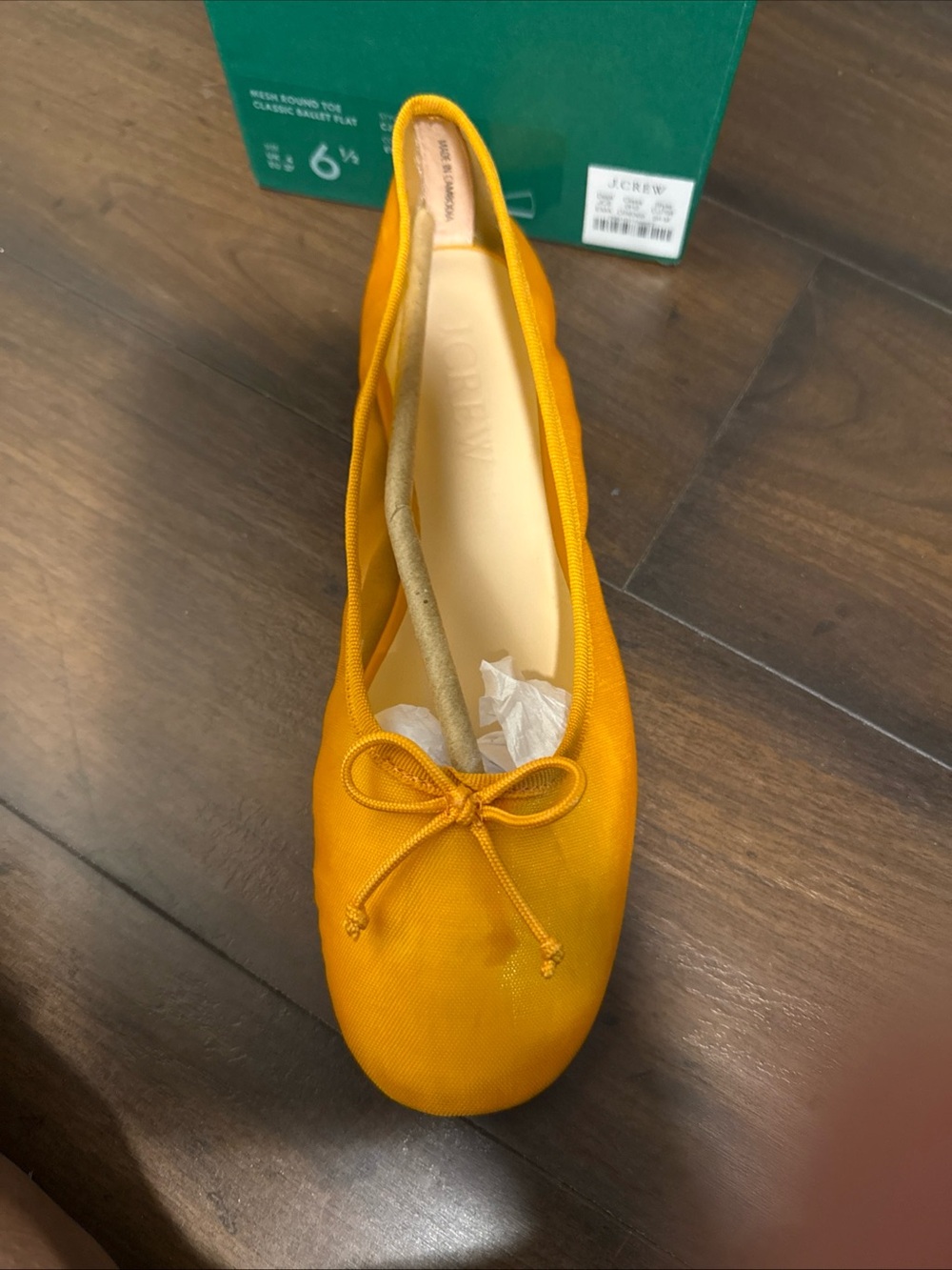 J. Crew Women's Mesh Marigold Canvas Ballet Flat with Bow